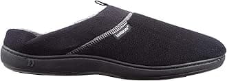 Isotoner Men's Open Back Slipper with Memory Foam and Indoor/Outdoor Sole, Microsuede Black