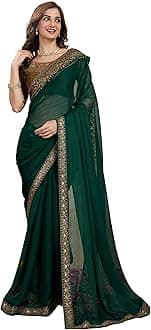 Women's Silk Embroidered Heavy Border Saree With Unstitched Designer Blouse saree for women