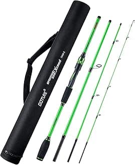 Goture 4 Piece Travel Spinning Fishing Rods Portable 4 Sections Lightweight Carbon Fiber Poles M Power MF Action 8ft Green
