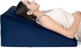 FOVERA Bed Wedge Pillow with Memory Foam, Back Support Cushion for Acid Reflux, GERD, Snoring, Post Surgery, Pregnancy (Velvet Navy Blue, Large - 26 x 24 x 11 Inch)