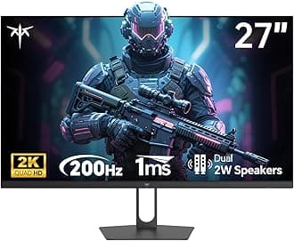 27 Inch Gaming Monitor - 2K QHD 2560 x 1440 Monitor, Up to 210Hz & 1ms, AMD Freesync & G-sync, HDR400, 131% sRGB, Bulit-in Speakers, IPS Monitors Gamer with HDMI 2.0 x 2 & DP1.4 x 2
