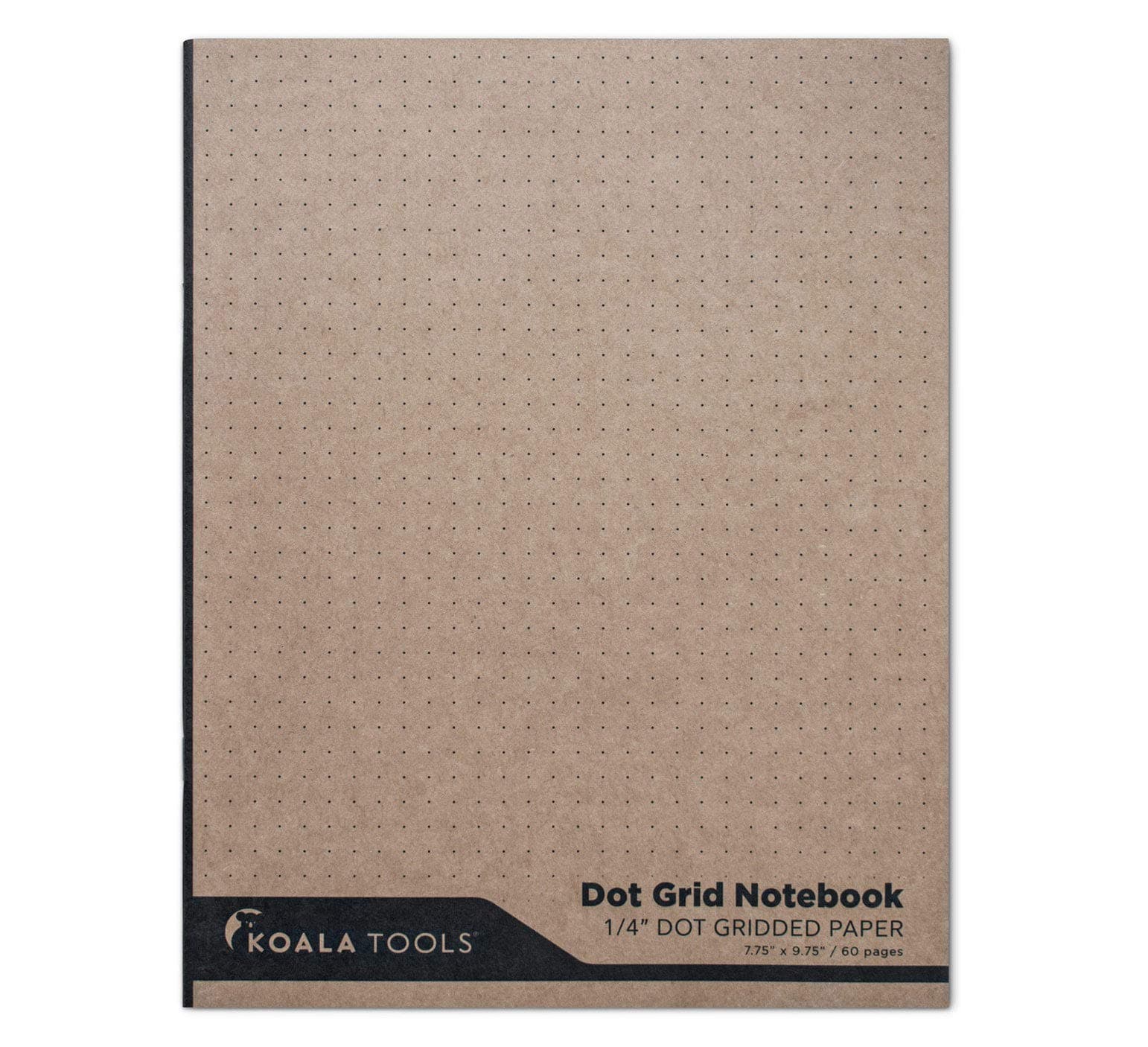 KOALA TOOLS | Dot Grid Graph Paper Notebook (1 Unit) | 7.75" x 9.75" Dotted Grid Quadrille 0.25" - Kraft Soft Cover with Light Blue-Tint Paper