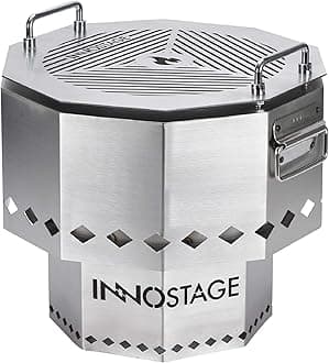 INNO STAGE Patented Smokeless Fire Bowl Pit with Barbecue Brill for Outdoor Wood Pellet Burning Spark with Portable Carrying Bag, Firepit Grill of Fireplace Stove for Picnic Camping Cooking on Beach