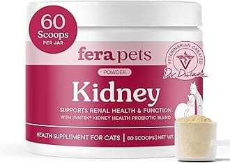 Cat Kidney Support Powder with Antioxidants & Probiotics - Enhances Renal Health & Function - Promotes Regular Detoxification - 60 Scoops