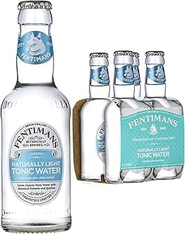 Fentimans Naturally Light Tonic Water - Botanically Brewed Water - Infused with Lemongrass Extract - Low Calorie, Gluten Free and Vegan Friendly Soft Drinks - 4 x 200ml