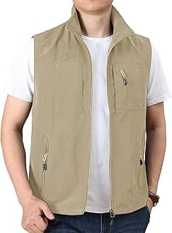 Hixiaohe Mens Lightweight Vest Summer Casual Outdoor Vest Utility Travel Golf Work Zip Sleeveless Jacket with Pockets