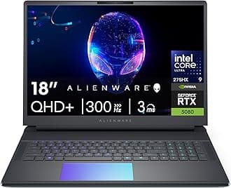 Alienware 18-inch Area-51 Gaming Laptop - GeForce RTX 5080 16GB GDDR7 18" QHD+ 300Hz Intel Ultra 9 275HX AlienFX RGB Lighting Wi-Fi 7 Ai NPU Quad Fan Cooling, Win 11PRO(64GB DDR5, 2TB SSD)