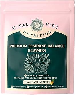 Vital Source Premium Feminine Balance Gummies - for Women’s Health & Wellness - Immune Support - Vegan, Gluten-Free - Hawaiian Pineapple - 60 Gummies