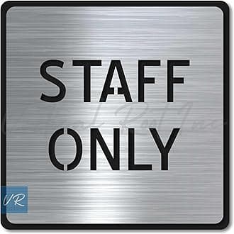 Premium Brush Finish Square Silver Acrylic Staff ONLY Sign Easy to Mount 3M Double Side Tape 5.8 Inch Signage Self-Adhesive Business Stores Cafe Shop Hospital School Office Hotel