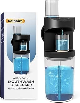 Automatic Mouthwash Dispenser, 550ml (19.35 Oz) Mouthwash Dispenser for Bathroom with Magnetic Cups, 3 Dispensing Levels, Long Standby Time Black