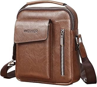Messenger Bag for Men Crossbody Shoulder Purse Small Vintage PU Leather Satchel Pouch Side Crossover Handbag