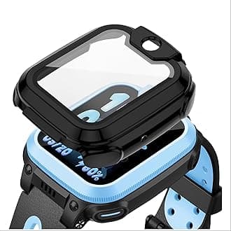 GIOPUEY Case Compatible with imoo Watch Phone Z1, Glass Protective Film + Hard Plastic Bezel Cover - black