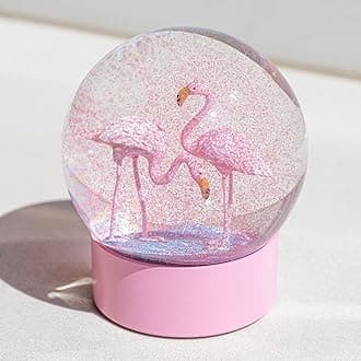 Mingfuxin Pink Flamingos Snow Globe for Kids, Women & Home Decor, 100MM