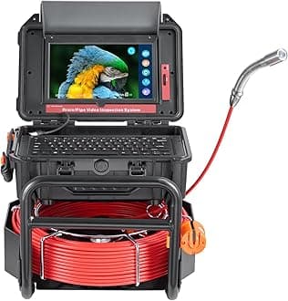 VEVOR Sewer Camera, 165 ft/50m, Self-Leveling Drain Camera with 10.1" Touchscreen, 512Hz Transmitter & Distance Counter, IP67 Snake Plumbing Tools with Lights-12 LED, 32GB Card for Duct Pipe