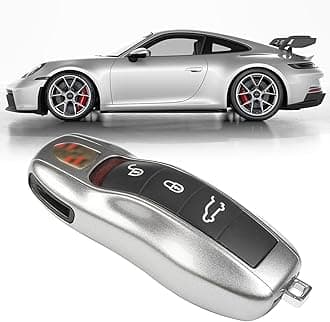 Jaronx Compatible with Porsche Key Fob Cover, Key Cover Compatible with Cayenne Panamera Macan Cayman 911 Compatible with Porsche Accessories (GT Silver)