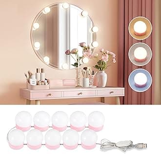 Consciot LED Vanity Lights for Mirror, Hollywood Style Vanity Light with 10 Dimmable Bulbs, Adjustable Color & Brightness, USB Cable, Mirrors Lights Stick on for Makeup Table Dressing Room Mirror