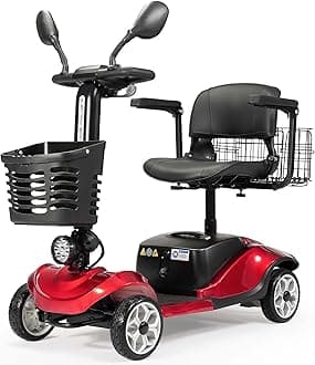 Compact 4 Wheel Mobility Scooter with Display, Foldable Electric Scooter for Seniors and Adults, Heavy Duty Travel Model with Light, 2 Basket, Rearview Mirror, and Long-Lasting Extended Battery