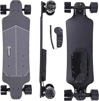 A1 Electric Skateboard with Remote, Long Range Up to 17 Miles, 8 Ply Canadian Maple, Smooth 4-Speed Remote Controller, Suitable for Younger Beginners