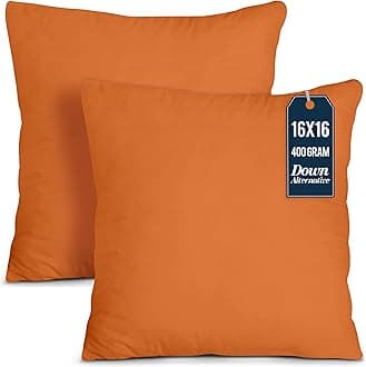 Utopia Bedding Throw Pillows Insert (Pack of 2, Orange) - 16 x 16 Inches Bed and Couch Pillows - Indoor Decorative Pillows (UB2669)