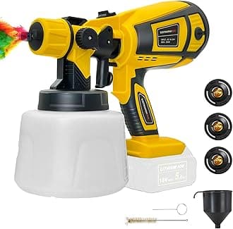 Cordless Paint Sprayer Compatible with Dewalt Battery, Spray Paint Gun 1000ml, 3 Spray Patterns Paint Sprayer for Walls and Ceilings, Glazes and Fence Spray（Tool only, no battery)