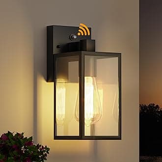 Dusk to Dawn Outdoor Lighting Fixtures, Exterior Front Porch Light, Black Sensor Wall Sconce Lamp, Waterproof Wall Lantern, Anti Rust Outside Coach Lights for House, Doorway, Garage