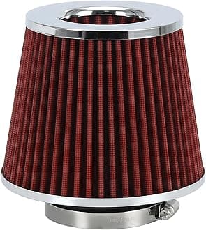 PTNHZ Universal Red 3" 76mm High Flow Cold Air Intake Cone Air Filter Power Intake Air Inlet System Air Cleaner