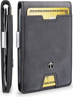 Slim Wallet with Money Clip AUSTIN RFID Blocking Card Mini Bifold Men (Uni-Color, Grey)