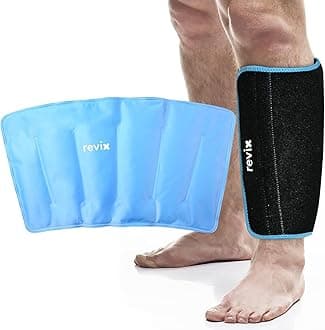 REVIX XL Shin Splint Ice Pack for Injuries Reusable Gel Cold Pack for Calf and Elbow Pain Relief, Leg Cold Therapy Compression Sleeve Refreezable