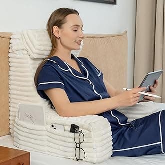 ENITYA Back Pillow for Bed Sitting up, Reading Pillow for Sitting in Bed Adult, Back Support Wedge for Reading/Resting/Post Surgery/Watching TV/Gaming,Ivory