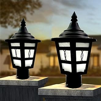 SINOMAN Outdoor Post Lantern Gate Light Black Pillar Lamp Garden Light with Clear Glass Weatherproof Fixture for Pathway Front Entrance Patio or Walkway (Without Bulb)