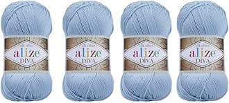 4 Balls Hand Knitting Yarn 100% Microfiber Acrylic Yarn Alize Diva Silk Effect Thread Crochet Art Lace Craft Lot of 4 skeins 400gr 1532yds (350)