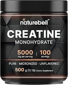 Creatine Monohydrate Powder 500 Grams, 5000mg Per Serving, Pure Unflavored Creatine Powder - Micronized - Pre Workout | Keto | Vegan | Dissolves Easy | Filler Free - 100 Servings (1.1Lb)