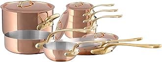 M'Heritage 200 B 2mm Polished Copper & Stainless Steel 12-Piece Cookware Set With Brass Handles, Made In France