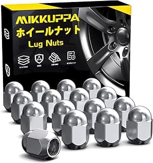 MIKKUPPA Suitable for Subaru Car Wheel Nuts M12 x P1.25 Tapered Seat 60° 19HEX Length 24.5 mm Steel Salt Spray 72H Set of 16 Silver Lug Nuts