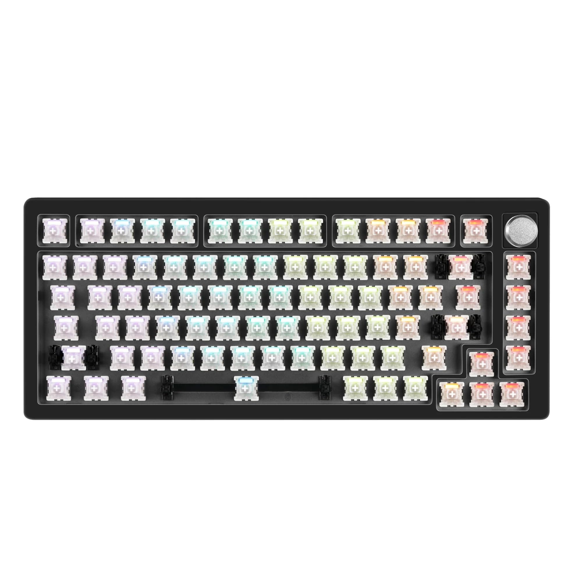 DrunkDeer A75 Rapid Trigger Mechanical Keyboard Magnetic Switch Keyboard TKL RGB 75% Layout Wired USB Compact Gaming Keyboard 82 Keys with Knob Black, Barebone