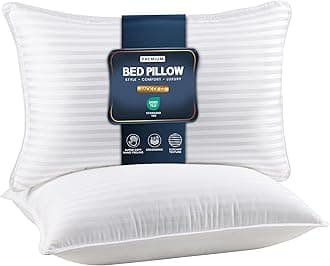 Bed Pillows for Sleeping Standard Size (White), Set of 2, Down Alternative Pillow for Sleeping, Cooling Hotel Quality Pillow Set for Back, Stomach or Side Sleepers