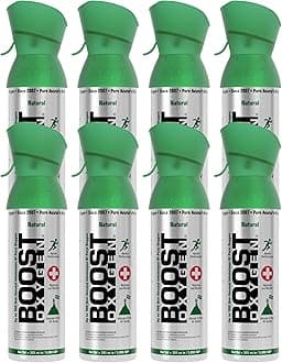 Medium Natural 5 Liter Canister | Respiratory Support for Aerobic Recovery, Altitude, Performance and Health (8 Pack)