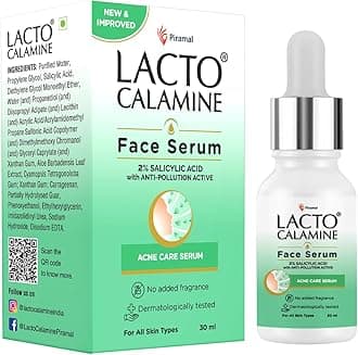 Lacto Calamine 2% Salicylic Acid Serum | 30ml | Face Serum For Acne, Blackheads, Oil control & Open Pores | Serum For Clear Skin | Face Serum for Women & Men | Dermatologically Tested & Fragrance Fre