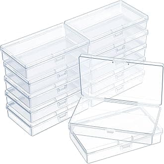 12 Pack Clear Plastic Beads Storage Containers Box with Hinged Lid for Beads and More (5.2 x 3.03 x 1.18 Inch)
