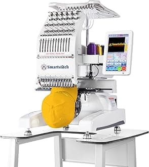 Smartstitch S-1201 Compact Embroidery Machine with 12 Needles, 1200SPM Max Speed, 10“ Screen, Wifi, 9.5"x12.6" Embroidery Area, Your First Commercial Embroidery Machine for Flat, Hat, T-shirt and more
