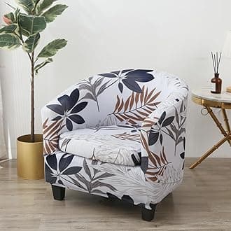 Printed Club Chair Slipcover, 2 Piece Stretch Tub Chair Cover Barrel Chair Covers Washable Armchair Chair Slipcovers Aiti-Slip Furniture Protector (C)