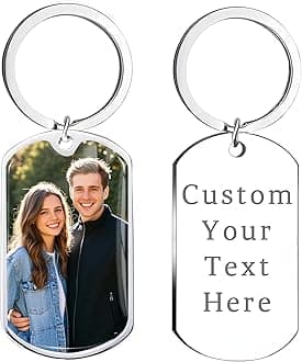 Custom Keychain With Picture, Photo Keychain Personalized With Photos Text Gift, Customized Photo Key Chain