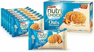 NutriChoice Oats Almond Milk 2.64oz (75g) - Crispy, Crunchy Tea Moments - Breakfast & Tea Time Snacks (Pack of 6)