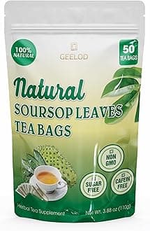 Premium 50 Soursop Graviola Leaf Tea Bags, 100% Natural+Pure from Soursop Leaves, Handmade, Made With Natural Materials-Corn Fiber Tea Bag, Sugar/Caffeine/Gluten Free, Hoja Guanabana Tea