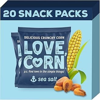 Sea Salt – Crunchy Roasted Corn Snack, 3 Simple Ingredients, Gluten Free, Non-GMO, Vegan – Alternative to Chips, Nuts & Crackers – Lunchbox, Office & On-the-Go Snacks – 0.7oz × 20 Bags