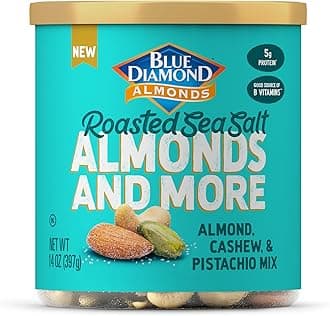 Blue Diamond Almonds, Mixed Nuts Roasted Sea Salt Deluxe Snack Nuts, Almonds, Pistachios, and Cashews, 14oz. Can (Pack of 1)
