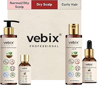 Ayurvedic 4-in-1 Hair & Skin Care Kit | Anti-Hairfall Neem & Lotus Shampoo, Root Stimulating Hair Oil, Hair Glow Serum & Luxury Face Oil | For All Hair Types | 8.79 Fl Oz