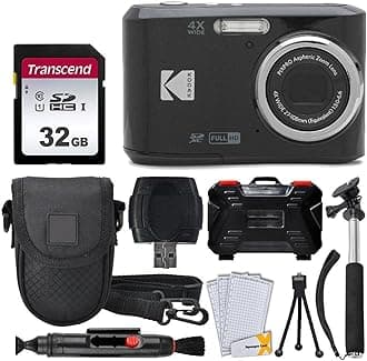 Kodak PIXPRO FZ45 Digital Camera, 32GB Memory Card, Point and Shoot Camera Case, Extendable Monopod, Lens Cleaning Pen, LCD Screen Protectors, Table Top Tripod â€“ Ultimate Bundle (Black)