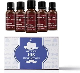 Mystic Moments | HIS Fragrant Oils Gift Starter Pack | 5 x 10ml | Coffee, Cologne, Freshly Cut Grass, Musk, New Car | Rich Long-Lasting Scents