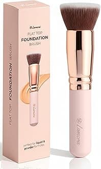 Foundation Makeup Brush Flat Top Kabuki for Face - Perfect For Blending Liquid, Cream or Flawless Powder Cosmetics - Buffing, Stippling, Concealer - Premium Quality Synthetic Dense Bristles!